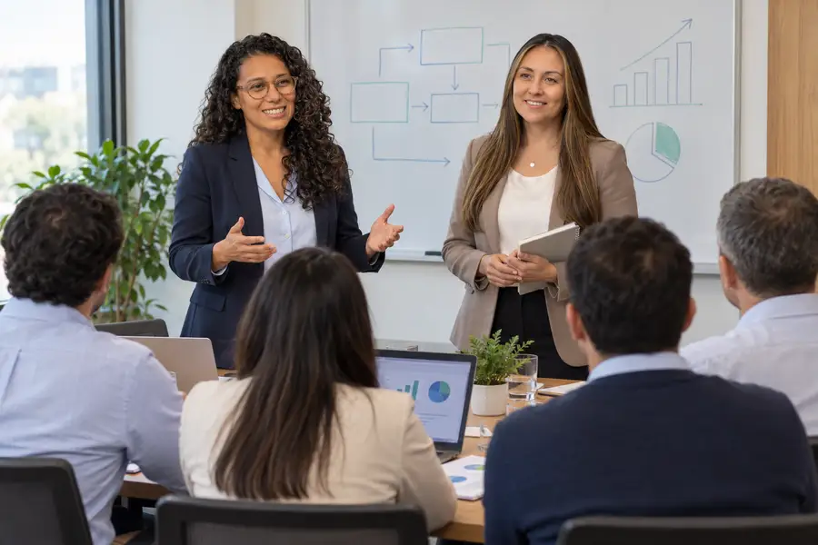 Equipo de KIMSA en una sesión de trabajo con clientes